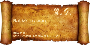 Matkó István névjegykártya